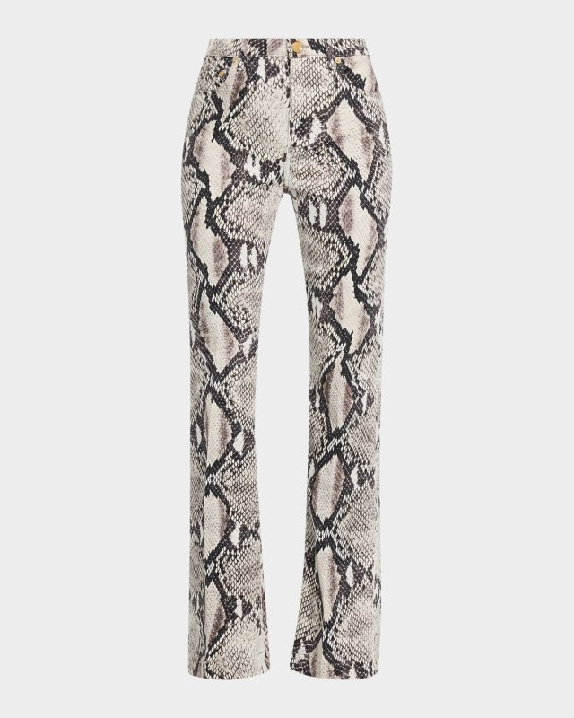 Python Printed Bootcut-Leg Jeans